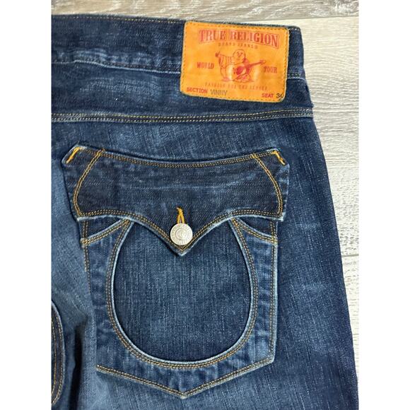 Vintage True Religion Baggy Button-Fly Vinny Jeans Made In USA Y2K - Men’s 38x30 - Picture 2 of 11